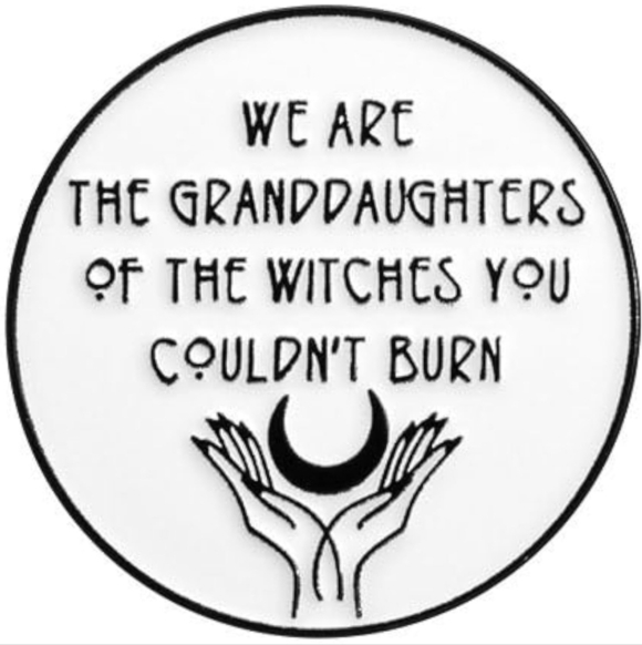 Accessories - Black and White Witches Quote Pin